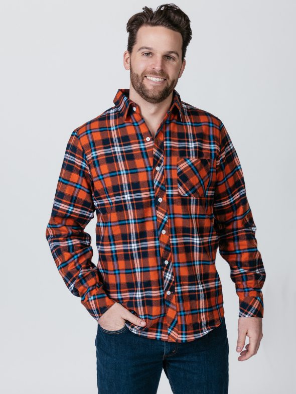 Orange Plaid Unisex Classic Flannel Shirt