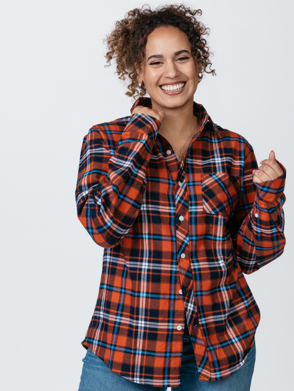 Orange Plaid Unisex Classic Flannel Shirt