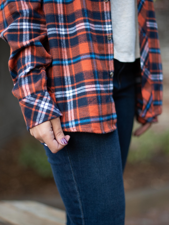 Orange Plaid Unisex Classic Flannel Shirt